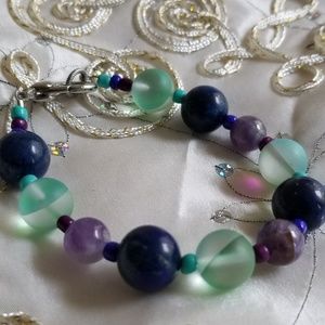 Amethyst and Lapis Beaded Bracelet